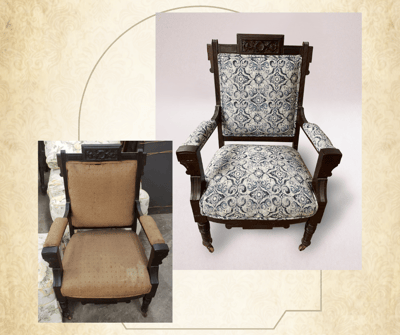 upholstered wood arm chair fb