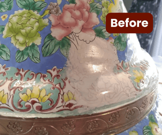 Vase In Painting before - pottery and art repair