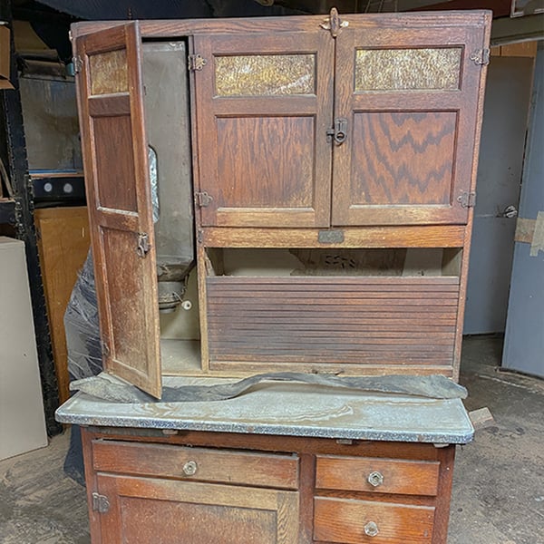 antique restoration: hooiser cabinet before