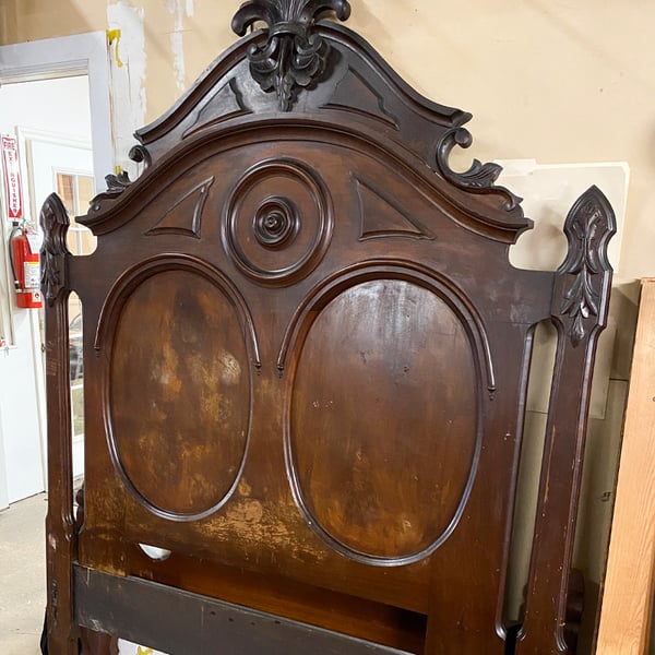 antique restoration: lincoln headboard before