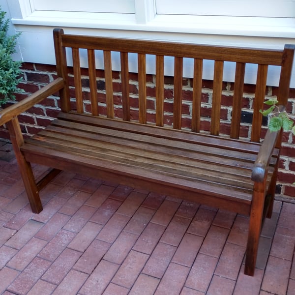 furniture restoration: outdoor wood bench after
