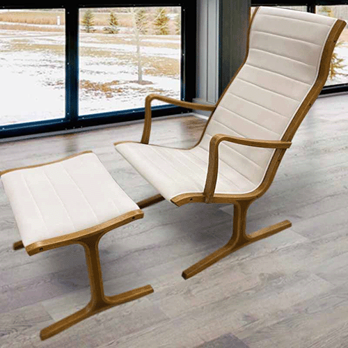 mid century modern furniture restoration upholstered chair with ottoman after