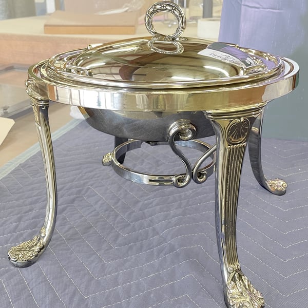 silver restoration: silver chaffing dish after