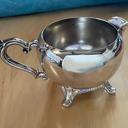 silver restoration: silver creamer after