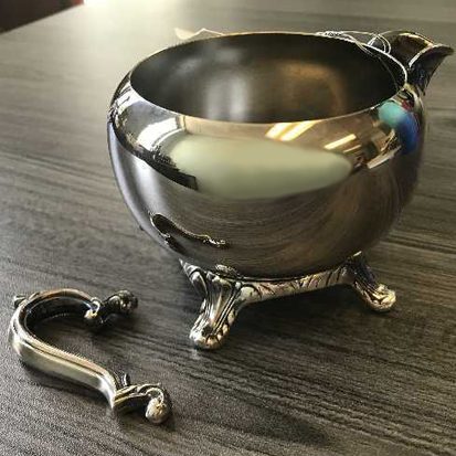 silver restoration: silver creamer before