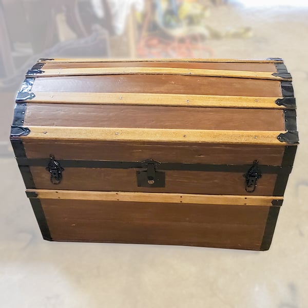 antique trunk restoration white trunk outside after