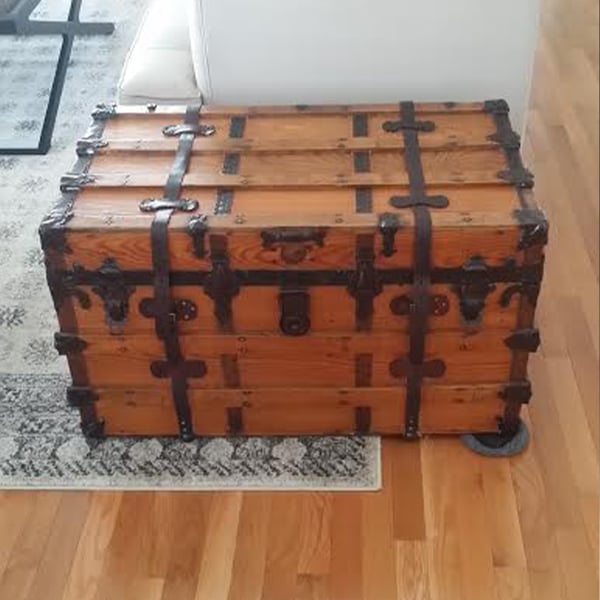 antique trunk restoration wood trunk after