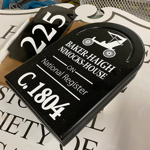 antique sign restoration: heritage square house sign after