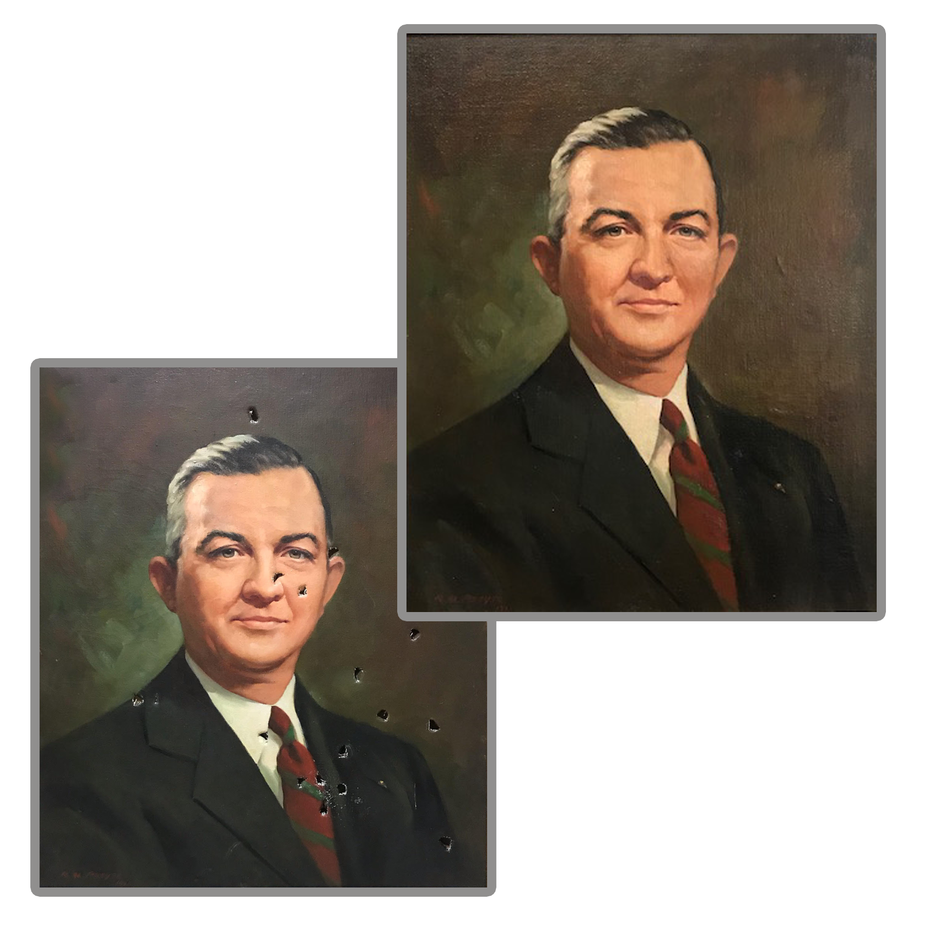 Art Restoration: UNC Fraternity Portrait Damaged by Marble Gun